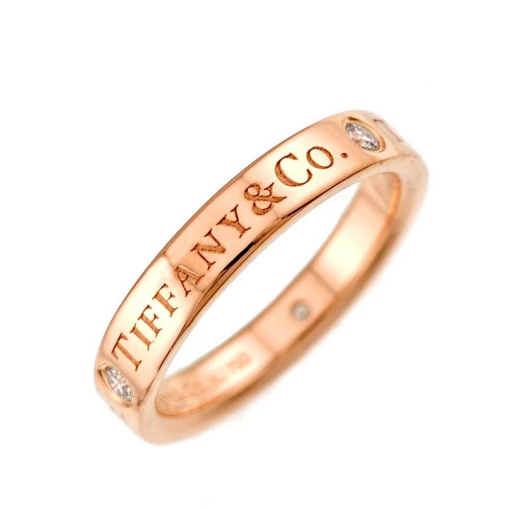 Tiffany & Co. Flat Band Ring with 3 Diamonds, 18K Pink Gold (750)